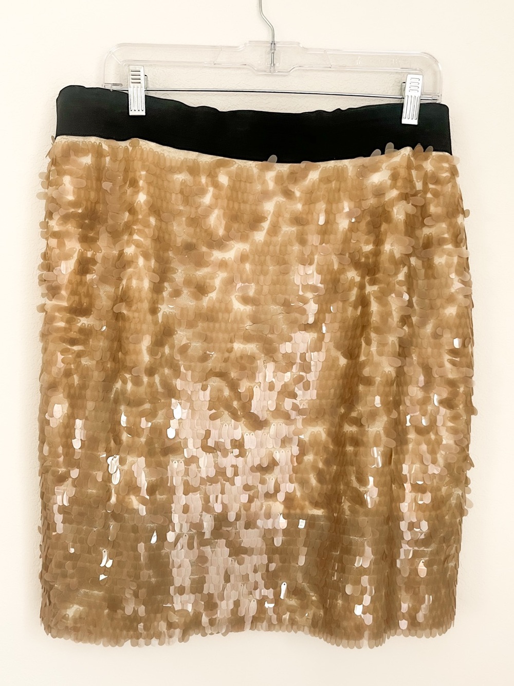 Vince Camuto Paillette Sequin Mini Skirt XL Gold Beige